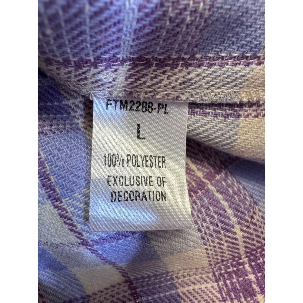 THML Womens Purple Plaid Flannel Shacket Oversized‎ Button Down Shirt Jacket L - Picture 6 of 7